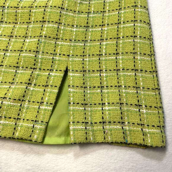 VTG Requirements 14 Green Plaid Tweed Miniskirt Y2K Mod Preppy Office Clueless - Picture 3 of 8